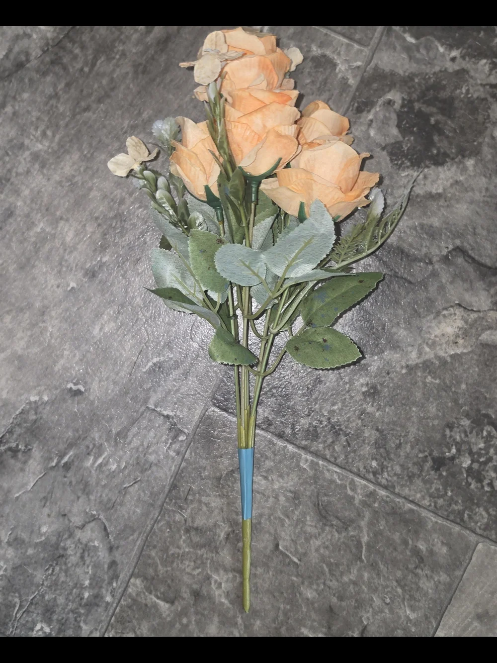 Orange - Peach Rose Artificial Flower Bouquet - Home Accents BNIB